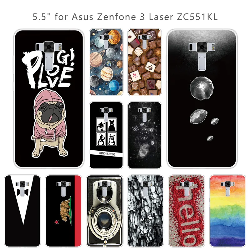 For Asus Zenfone 3 Laser ZC551KL Silicone Colorful Case zenfone3 laser Protective Capa DIY for |