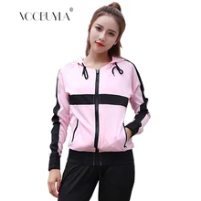 Voobuyla Весенняя женская спортивная куртка с капюшоном и длинным рукавом с отверстием для большого пальца, Свободный Топ для тренировок, спортивная фуфайка, куртка для бега