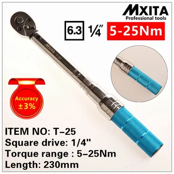 

MXITA Accuracy 3% 1/4 5-25Nm High precision professional Adjustable Torque Wrench car Spanner car Bicycle repair hand tools set