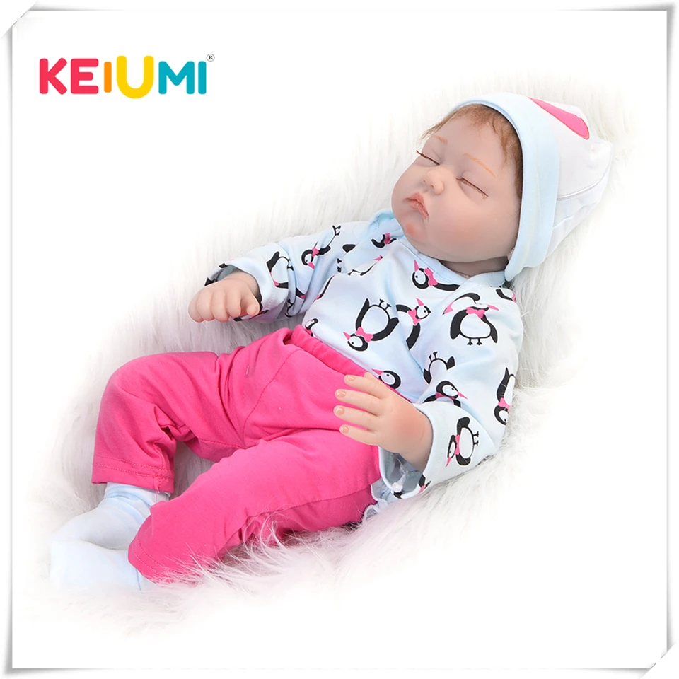

Collectible 22'' Reborn Baby Doll Soft Silicone Vinyl Realistic Reborn Bonecas 55 cm Closed Eyes Baby Toy For Girl Children Gift