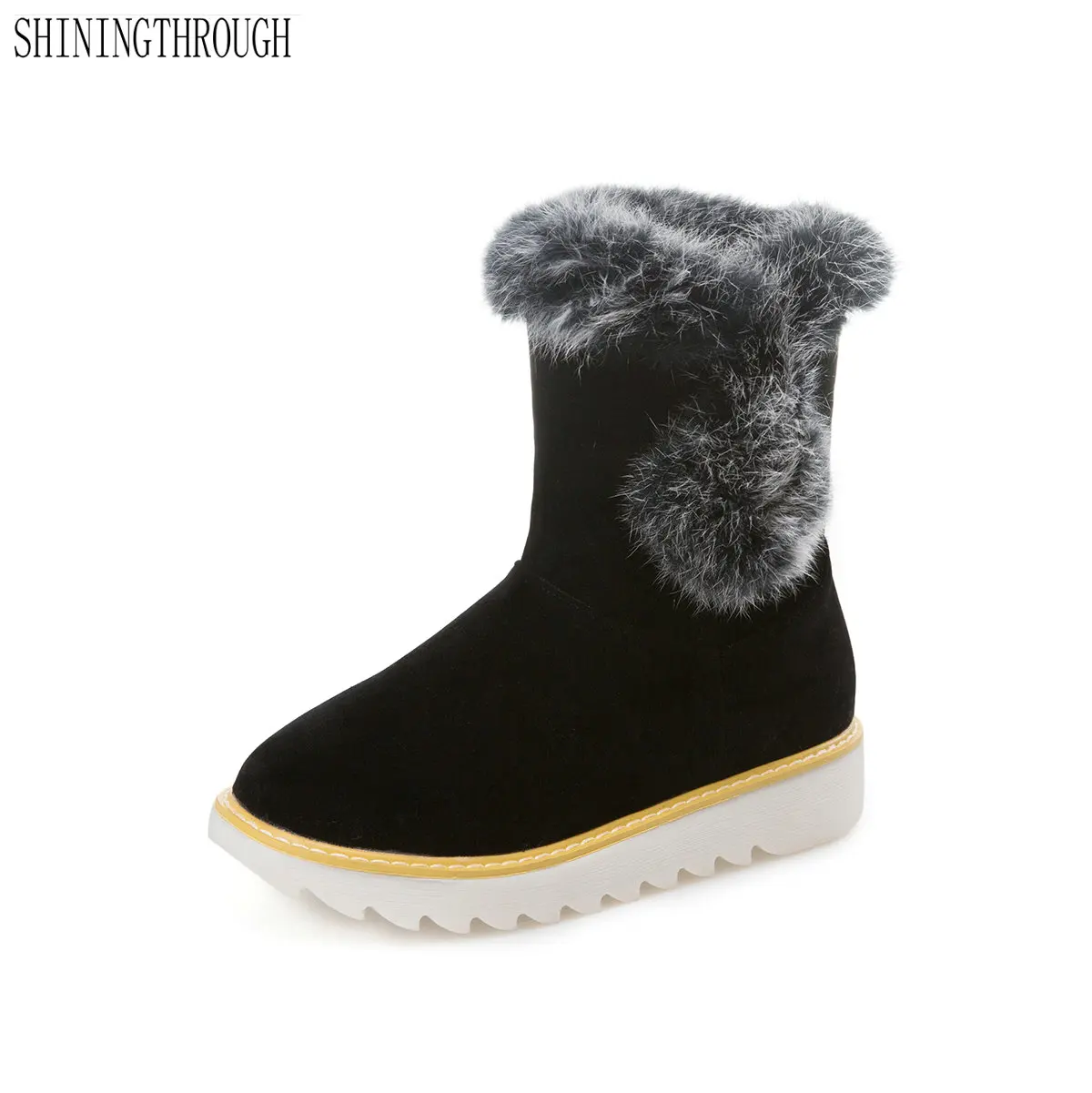

2018 new winter warm snow boots thick fur inside platform shoes woman flat heel women ankle boots ladies shoes