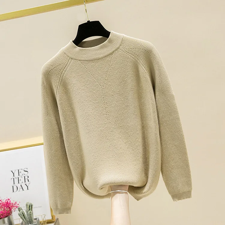 Women Sweaters And Pullovers Autumn Winter Solid Color Knitted Sweater Thick Loose O-neck Streetwear Long Sleeve Basic Tops Women Sweaters And Pullovers Autumn Winter Solid Color Knitted Sweater Thick Loose O-neck Streetwear Long Sleeve Basic Tops