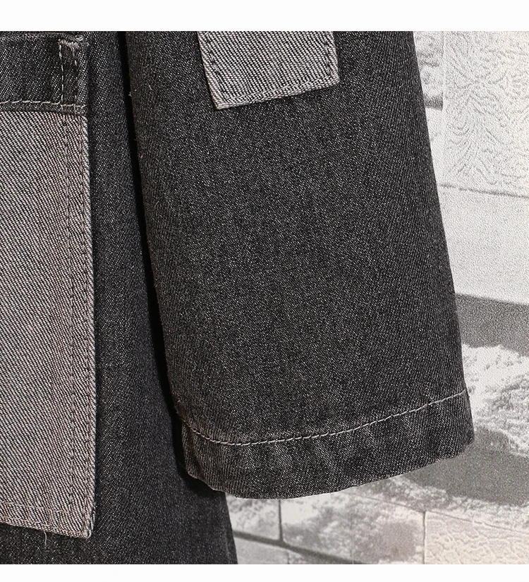 Мужской джинсовый Тренч 5XL большой размер Тренч 2019 осень зима модная ветровка мужская длинная куртка пальто Мужское пальто #053