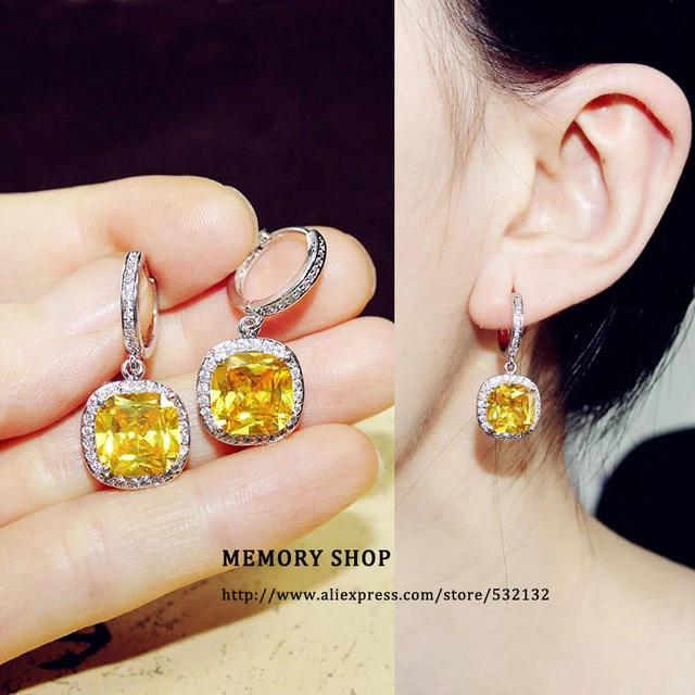 Yellow stone 2024 drop earrings