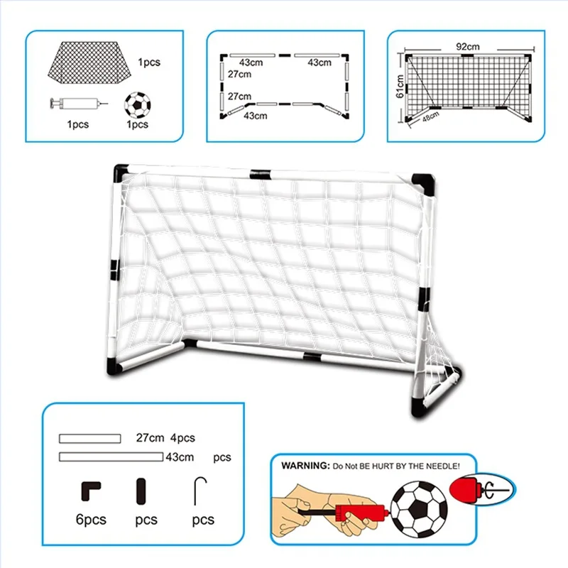 

Mini Football Soccer Ball Goal Folding Post Net + Pump Kids Sport Indoor Outdoor Games Toys Kids 1 set soccer tool