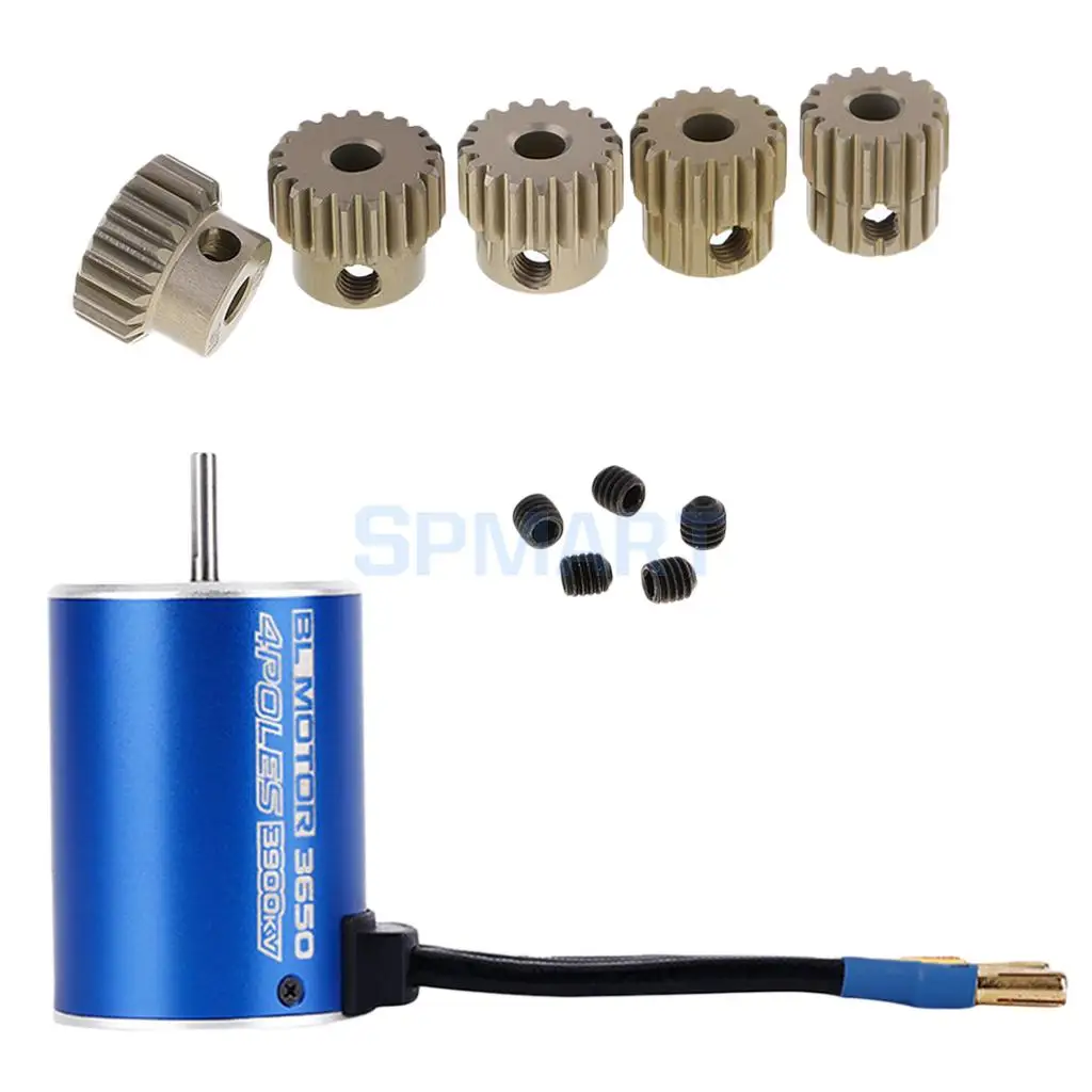 

3650 4Poles 3900KV Brushless Motor + 48DP 3.175mm 16T-20T Pinion Motor Gear for 1/10 1/8 RC Car Parts Accessory