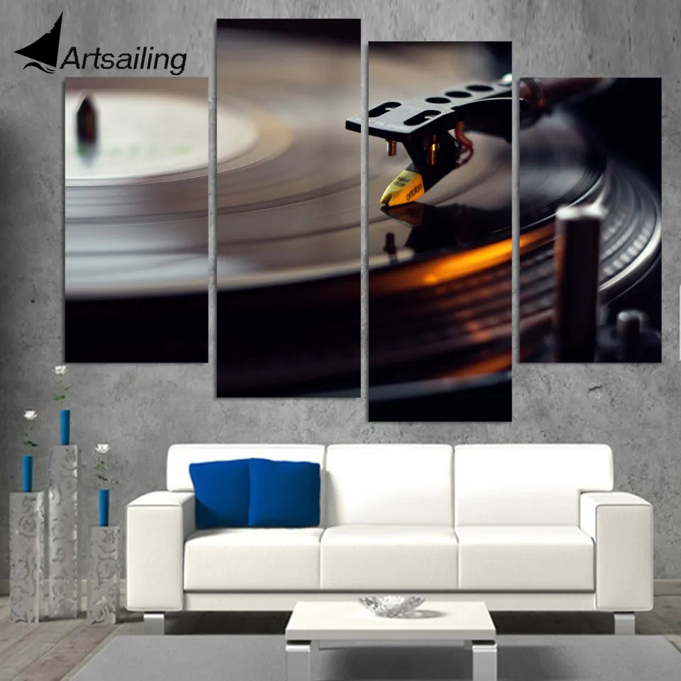 Buy 4 piece canvas art Vinyl disk Records canvas