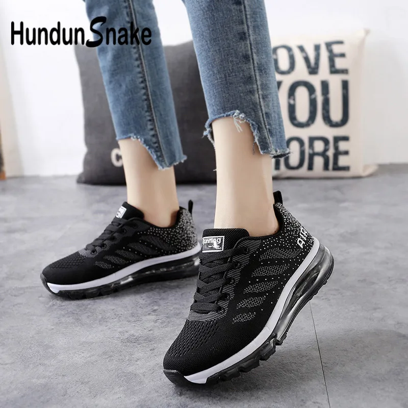 

Hundunsnake Air Cushion Women's Running Shoes 2018 Mesh Sneakers Women Summer Shoes Tennis Lady Black Trainers Basket Femme G-29