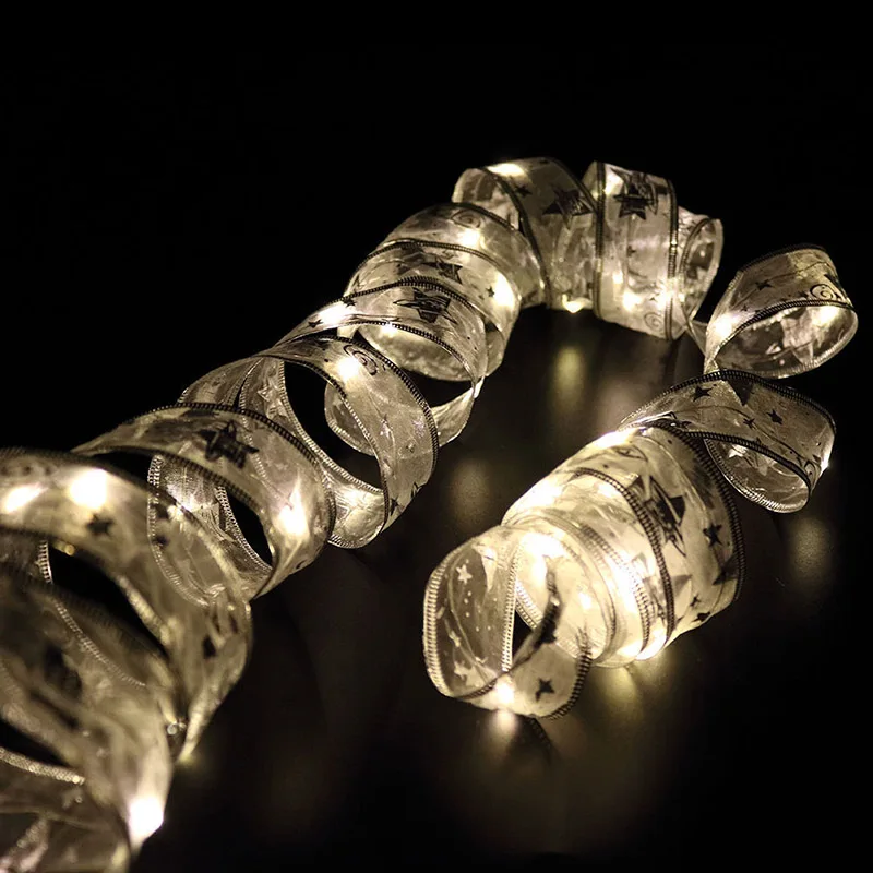 Night Light 4M 40Heads Ribbon Led String Lace Christmas Tree Party Festival Decor Bow Box Fairy Xmas Night Light 4M 40Heads Ribbon Led String Lace Christmas Tree Party Festival Decor Bow Box Fairy Xmas