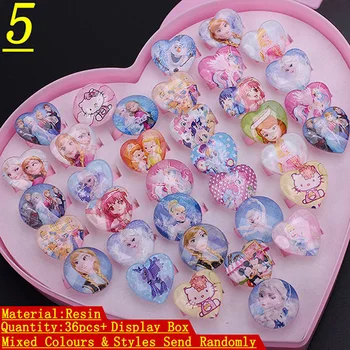 

Wholesale 36pcs Mix Lot Animals Flower Assorted Baby Kids Girl Children's Cartoon Rings With Display Box