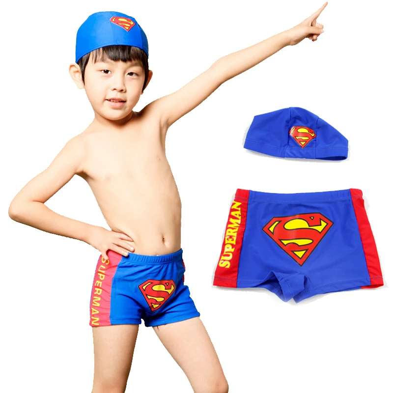 2016 Brand New Superman Boys Swim Trunk Hat Children Swimwear Kids
