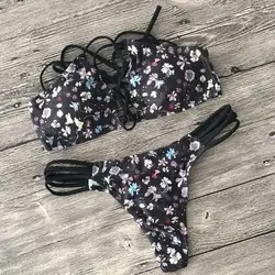 Kawaii купальник женский сексуальный комплект бикини пляжная одежда сексуальные бикини 2018 женский s черный купальник женский на шнуровке с