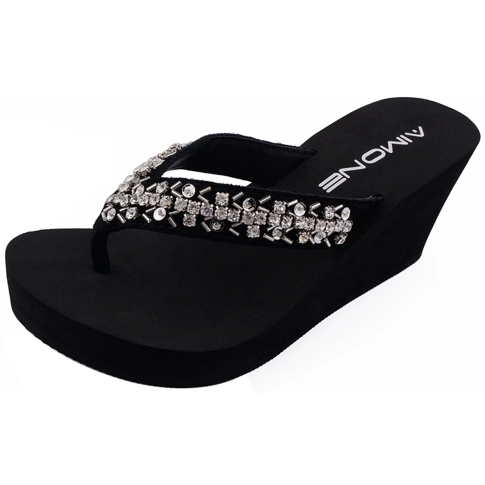 AIMONE Women Flip Flops Women Stella Rhinestone Sandals Beach Slippers ...