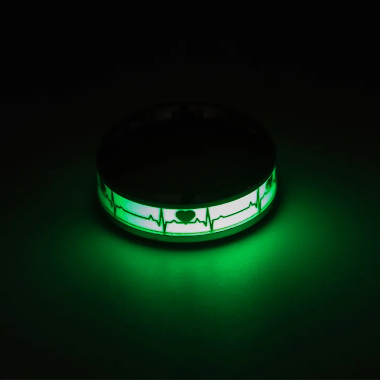 1pc Heart Shape Luminous Ring Glowing In Dark Punk Couple Rings Women Men for Friends Gift Stainless Steel Finger Rings Jewelry