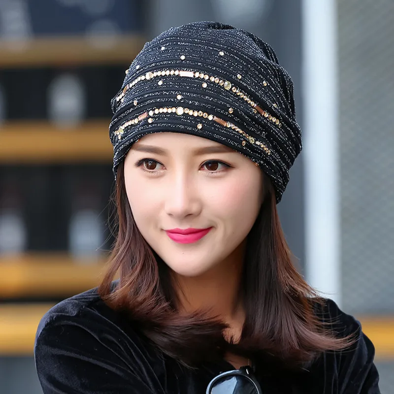 

Mingjiebihuo New fashion female personality hat spring and summer thin section lace turban cap comfortable temperament head cap