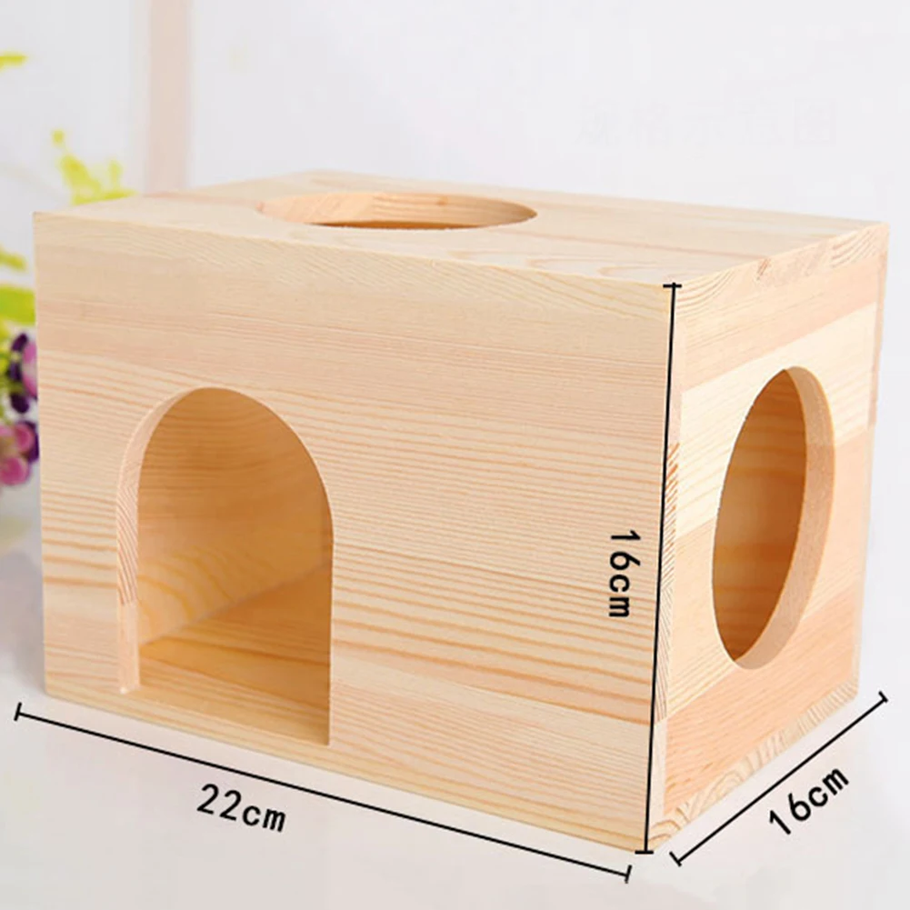 New Wood Pet Mouse Cabin Hamster Flat Top House Hideout Sleeping Cage Nest Play Toy