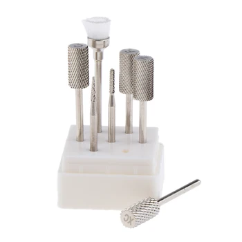 

7pcs/set Alloy Small Barrel Head Nail Drill Bits Set Nail Tips Grinding Head
