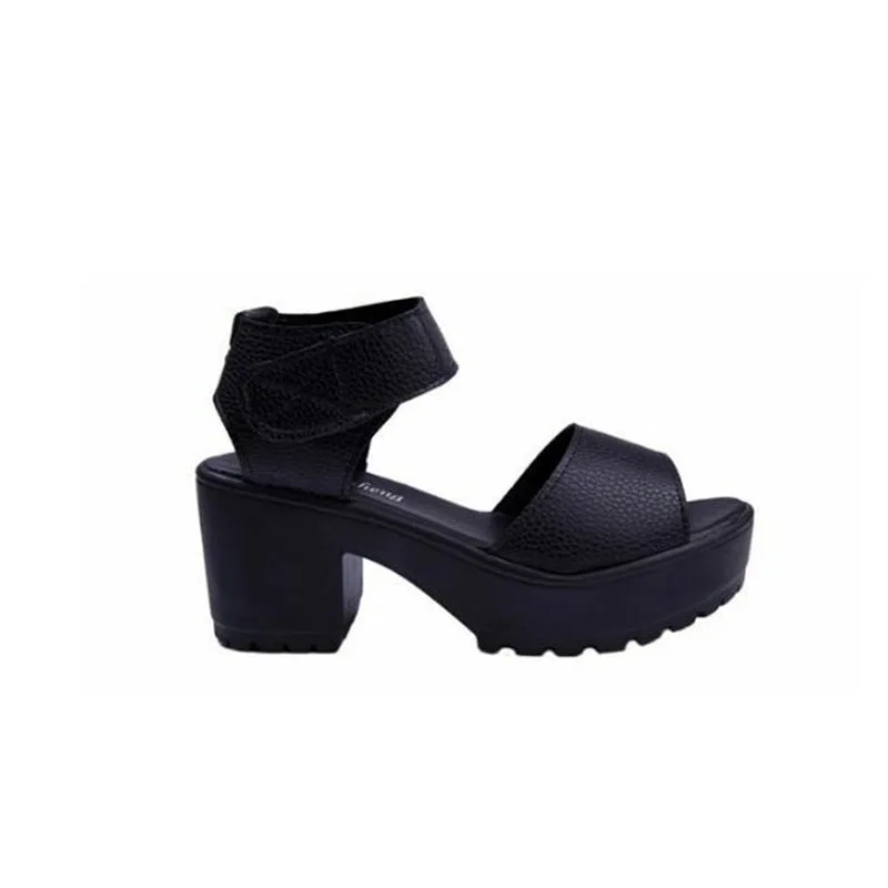 ZHENZHOU/Женская обувь; коллекция года; летние женские босоножки; обувь на высоком каблуке 7 см; Босоножки на платформе с открытым носком на толстом каблуке; цвет белый