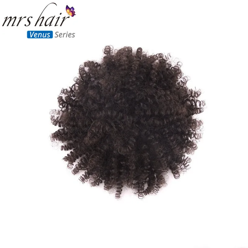 

MRS HAIR High Puff Afro Curly Wig Ponytail 6" 8" Drawstring Remy Hair Short Afro Kinky Pony Tail Clip in Hair Extensions