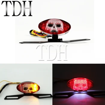

Black 12V Motorcycle Cat Eye 3D Skull Face Tail Light With Turn Signal Light Brake Stop Lamp For Harley Cafe Racer Chopper