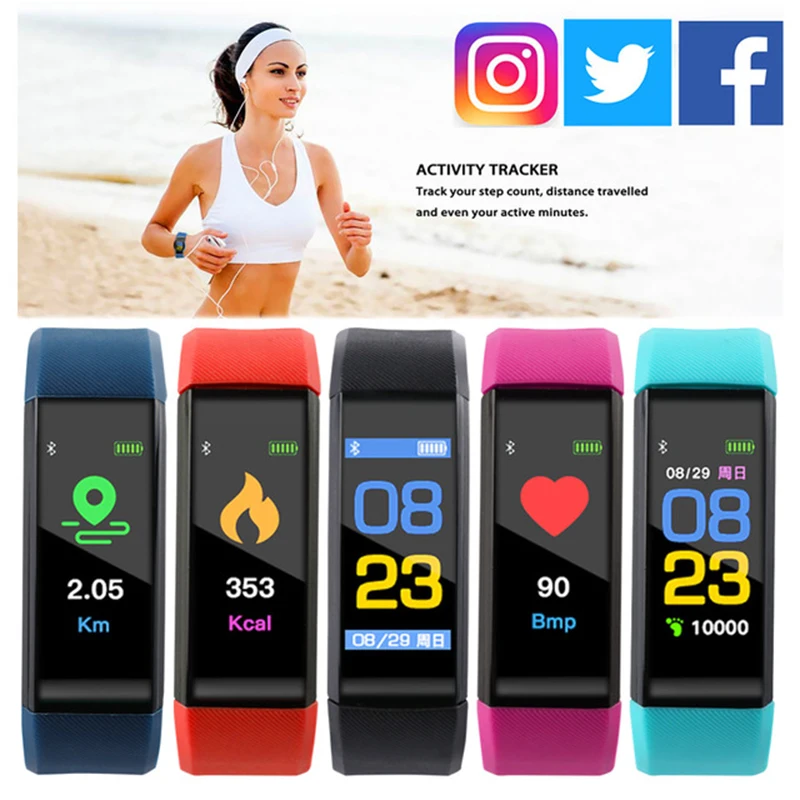  115plus men Smart Wristband Sports Date Calories Pedometer Sleep Monitor women Smart Bracelet Call Reminder for Android IOS