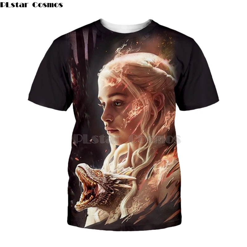 

2019 T-shirt Game of Thrones tshirt Daenerys Targaryen & Dragon T-shirt 3d Print T-shirt hoodies Summer Hip Hop Short Sleeve-10