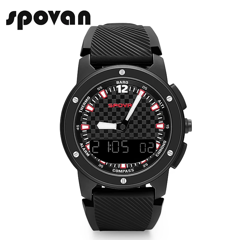 Goede SPOVAN Nieuwe GEMINI Horloge Sport Horloges Dubbele Display Horloge Kompas Waterdicht LED Backlight