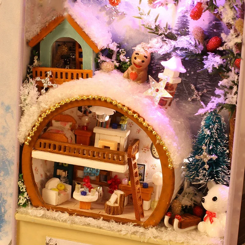 Снежный праздник 3D деревянная Diy коробка ручной работы секретный кукольный домик миниатюрная коробка милые мини кукольный дом сборные наборы подарочные игрушки