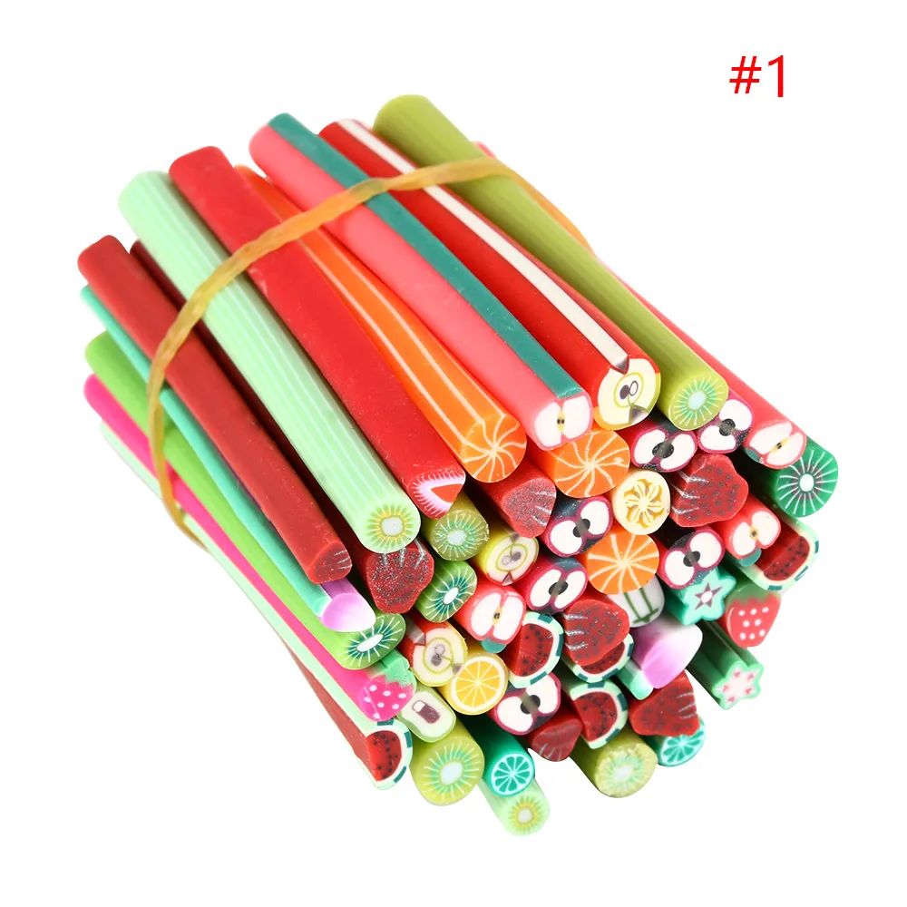 50 Pcs/Set Mixed 3D Nail Art Stickers Fimo Canes Stick Rods Polymer Clay Stickers Nail Decoration Beauty DIY Decals