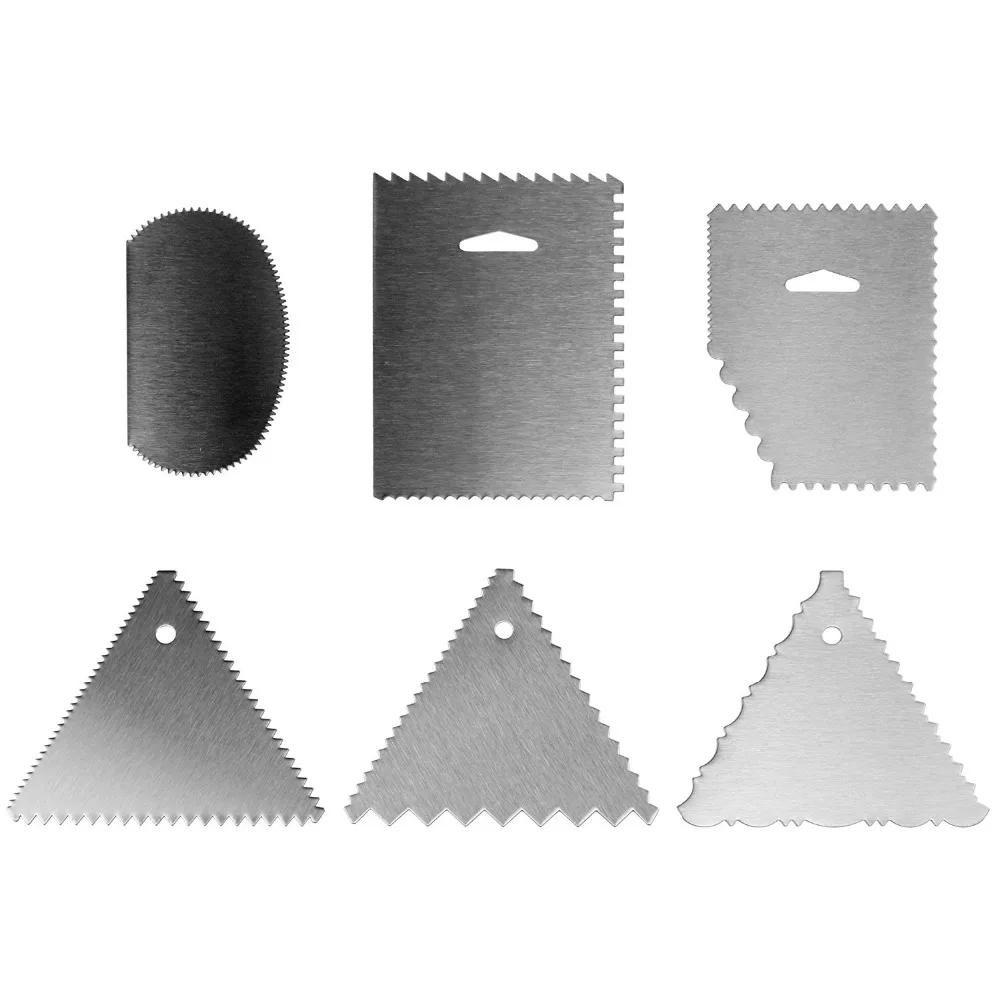 

Decorating Comb and Icing Smoother, 6 Pcs Cake Scraper Set, Stainless Steel