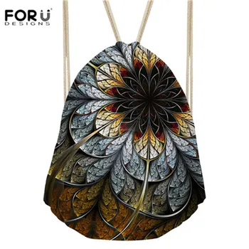 

FORUDESIGNS Retro Flora Pattern for Women Small Dry Bag Pouch Softback String Polyester Drawstring Bag Lady Storage Shoe Mochila