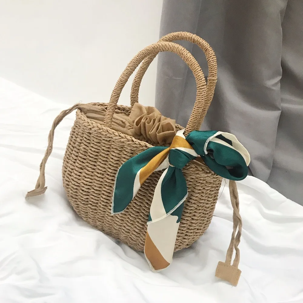 Hand woven Summer Pure Straw Bag Beach Handmade Woven Handbags Causal ...