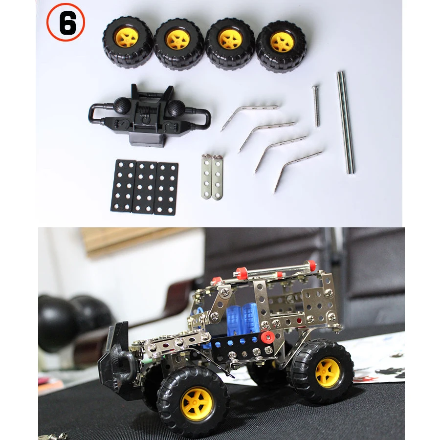 DIY строительный беговой автомобиль металлический Строительный набор, обучающий сборочный металлический джип развивающие игрушки с инструментами игровой набор