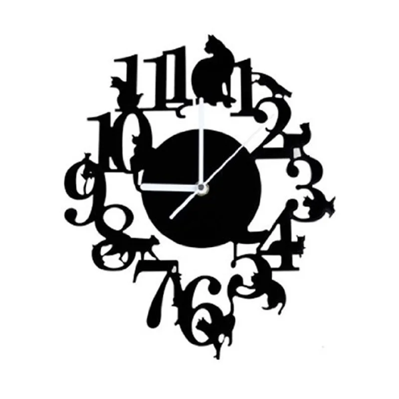 RODE Black настенные часы с изображением кошек Крюк Античный комнатные настенные часы скандинавский часы милый кот (черный)