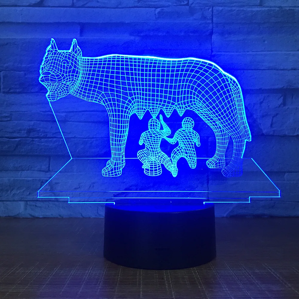 Доильные коровы 3D 7 цветов лампа визуальные Светодиодные ночные светильники для