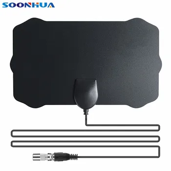 

SOONHUA Slim 1080P 50 Miles Range HDTV Digital TV Antenna 20 dBi High Gain Indoor Aerial HD Flat Antenna Wtih 3.7m Coaxial Cable