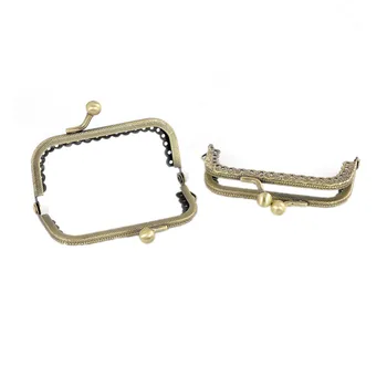 

2Pcs Fashion Flower Pattern Coins Purse Bag Metal Rectangle Frame Kiss Clasps Lock Bronze Tone Clutch Handbag Handles 7.9x5cm