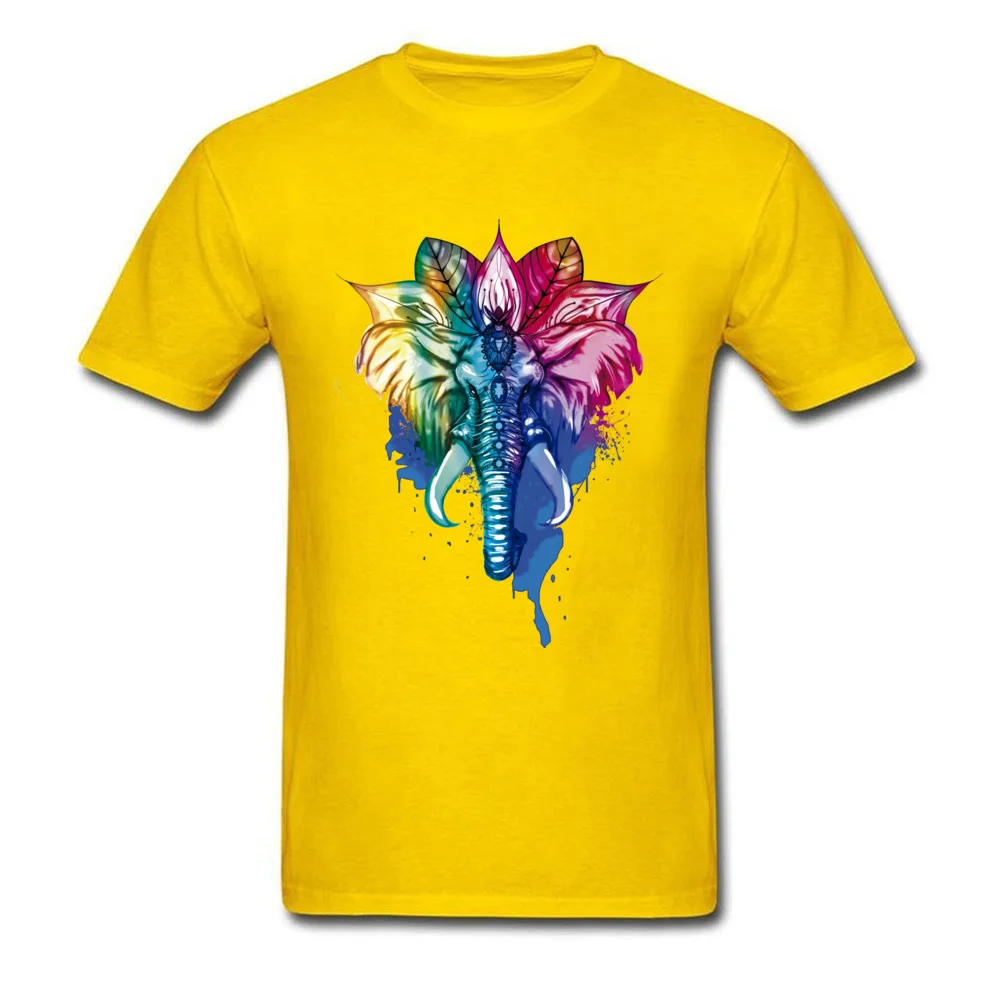Summer T-shirts Graphic Round Collar Elephant 100% Cotton Fabric Youth Tops Shirts Birthday Short Sleeve Clothing Shirt Elephant yellow