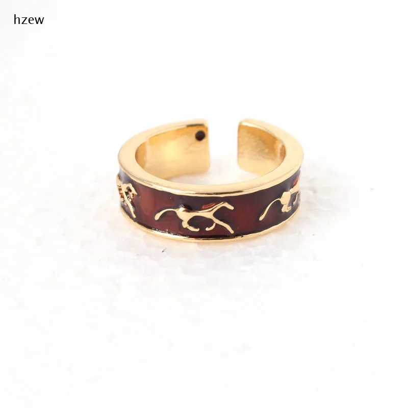 

hzew Pentium horse ring 3 colors red white brown horse wedding rings