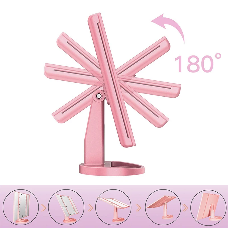 Goedkoop 22 LED Touch Screen Licht Make Up Spiegel Tafel Desktop Make 1X 2X 3X 10X Vergrootglas Spiegels Vanity 3 vouwen Verstelbare Spiegel