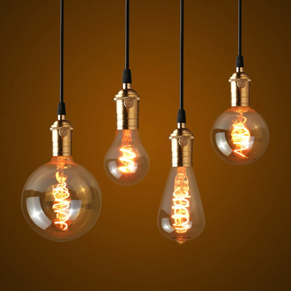 

E27 Spiral Light LED Filament Bulb A60 ST64 G80 G95 G125 Retro LED Edison Bulb Vintage Incandescent Light Decorative Lighting