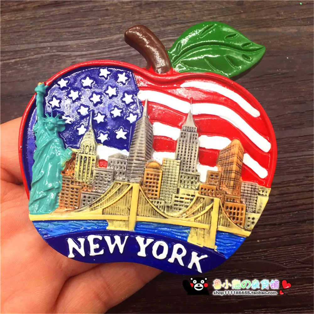

New Design Big Apple New York City US Statue Of Liberty Fridge Magnet Refrigerator Stickers Tourist Souvenirs Home Decoration