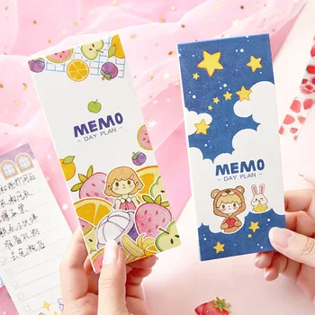 

2pcs Cute girl day planner organizer Fruit Rabbit dayly agenda To do list memo note book stationery Office School supplies A6084