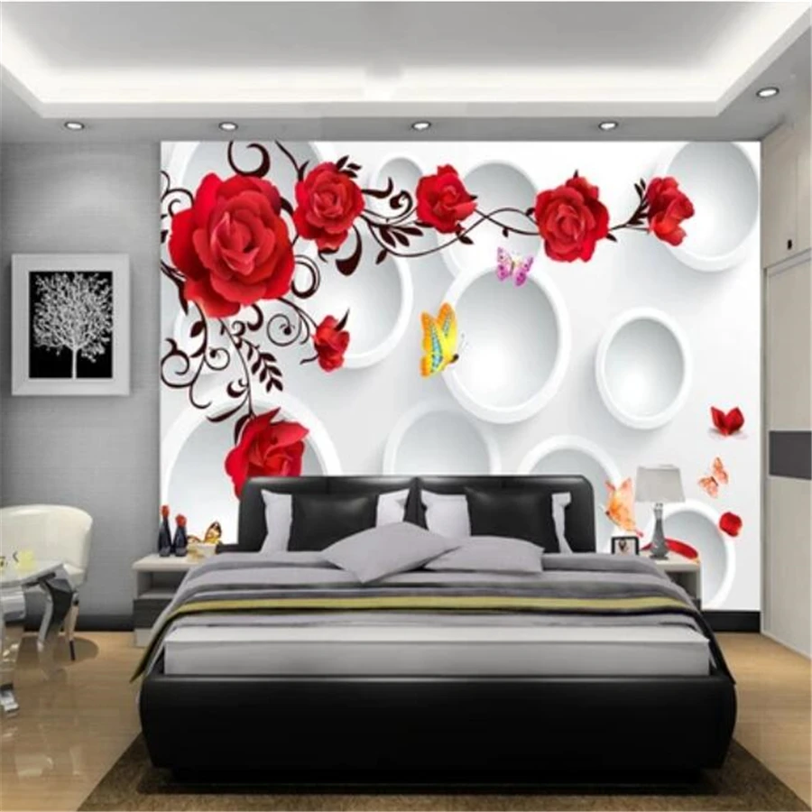 beibehang Custom wallpaper 3D mural circle rose romantic love background wall living room bedroom wall papers home decor mural