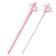 3 шт. милые белые гелевые ручки с крыльями для девочек Kawaii розовое сердце 0,5 мм черная чернильная ручка для школы офиса канцелярские принадлежности инструмент для подписи