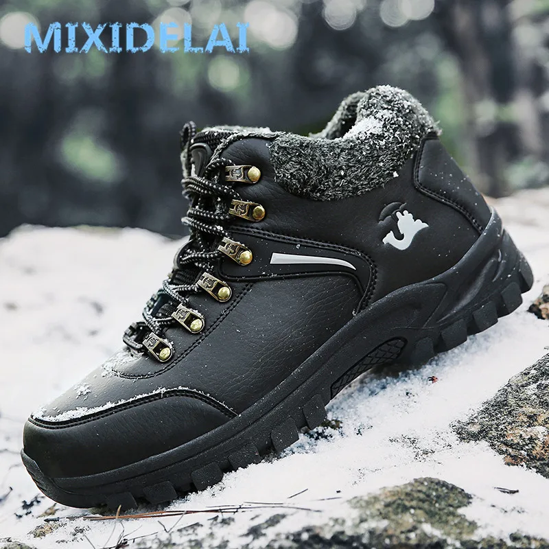 MIXIDELAI/мужские ботинки больших размеров; теплые зимние ботинки на меху; мужские Ботильоны; Рабочая обувь; Мужская обувь; Модные ботильоны на резиновой подошве