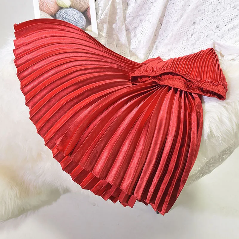 Плиссированная юбка осень и зима Новая Шикарная высокая талия Повседневная однотонная Ретро мода бюст длинная юбка Женская Зима Осень юбки