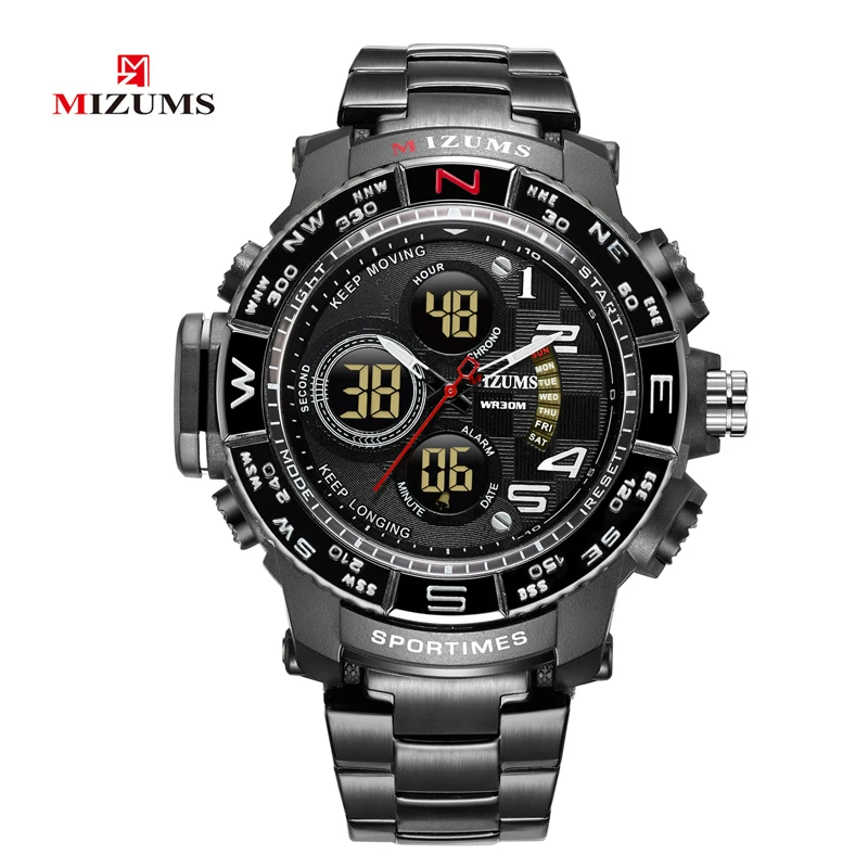 2018 brave for men cool big case golden steel band dual time zones watches for men led digital quartz mens watches drop shipping 2019  (82)