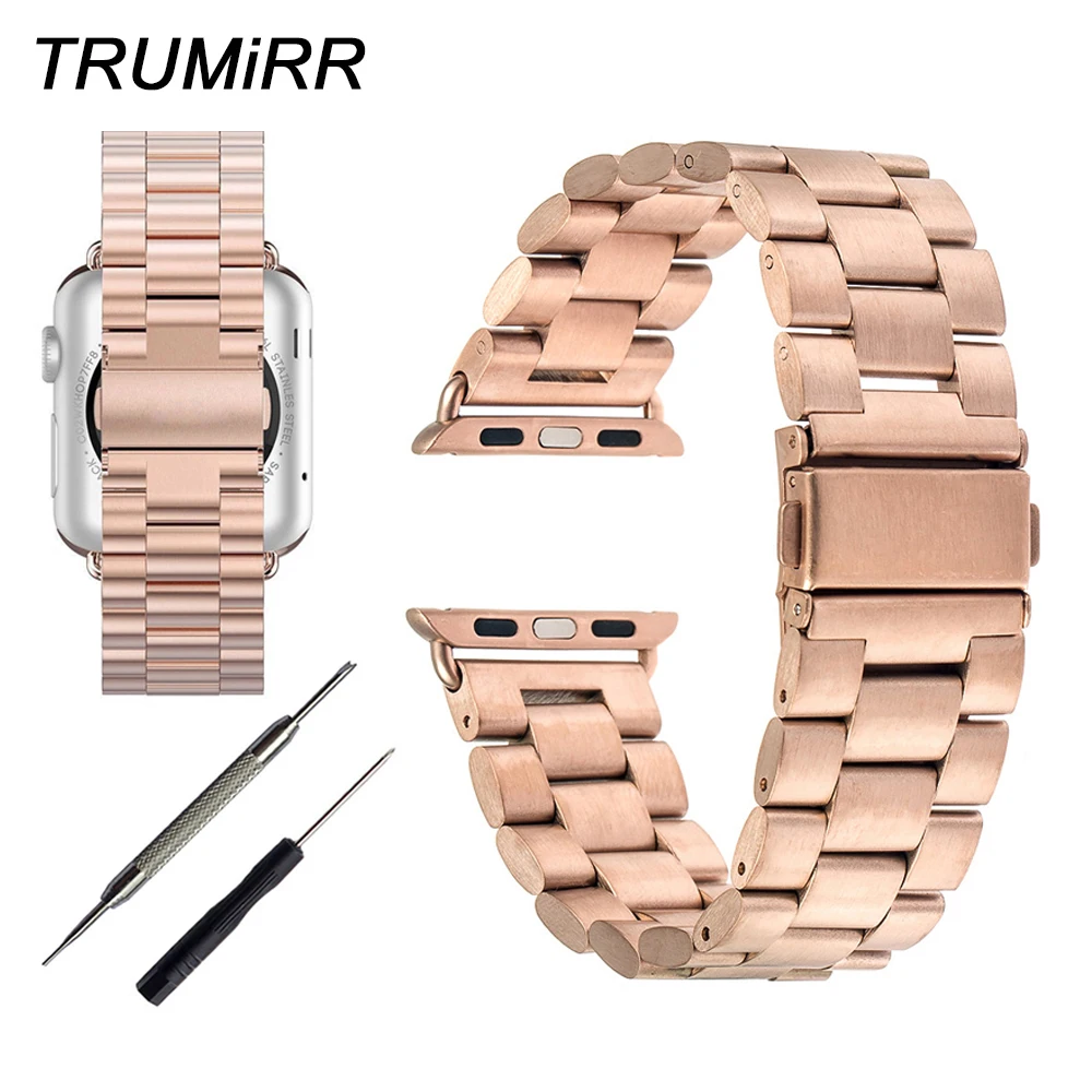 22mm 24mm Stainless Steel Watchband for 38mm 42mm iWatch Apple Watch Band Bracelet Strap with Link Adapter Black Silver Gold