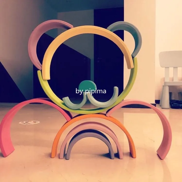 Радужные цветные строительные блоки Jenga детские игрушки-головоломки комнаты приборы для декорации игрушки для детей